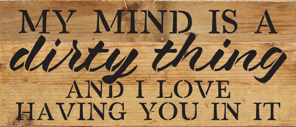 My mind is a dirty thing and I love having you in it / 14x6 Reclaimed Wood Wall Decor