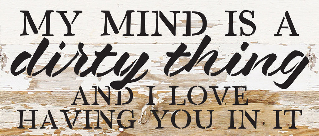 My mind is a dirty thing and I love having you in it / 14x6 Reclaimed Wood Wall Decor