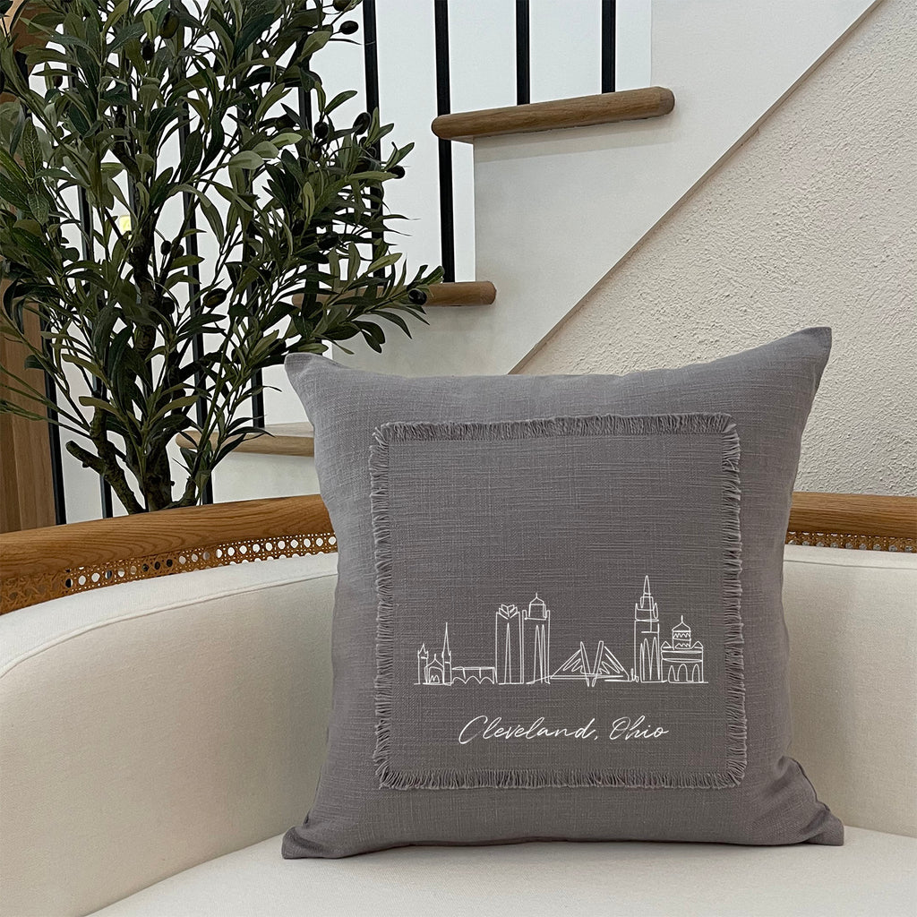 Custom Cityscape / Natural or Grey Pillow Cover