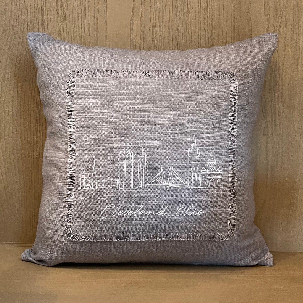 Custom Cityscape / Natural or Grey Pillow Cover