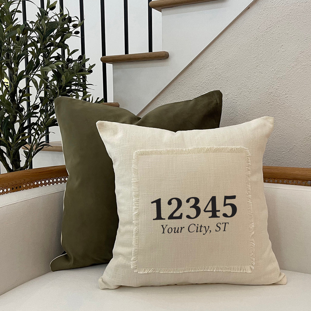 Postal Code [CUSTOM] / Natural or Grey Pillow Cover