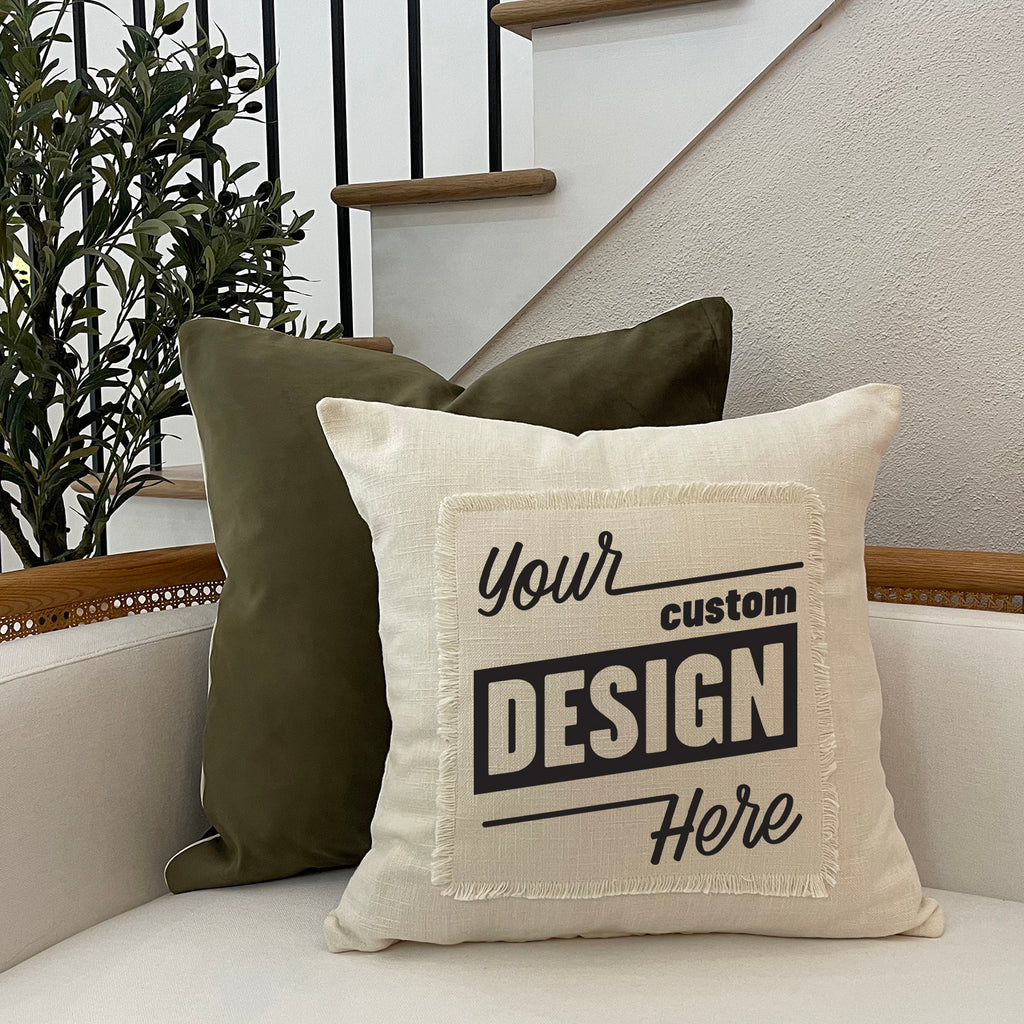 Custom Design / Natural or Grey Pillow Cover