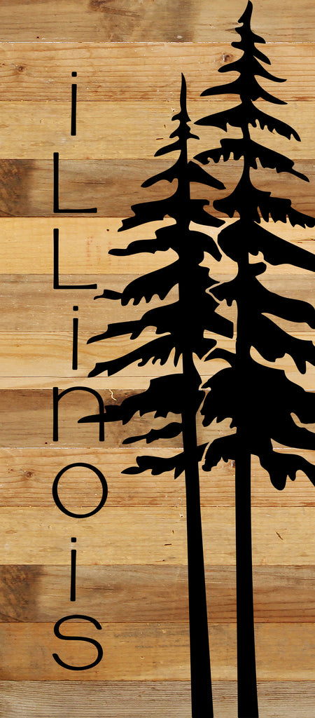 State with tree outline / 6"x14" Reclaimed Wood Sign