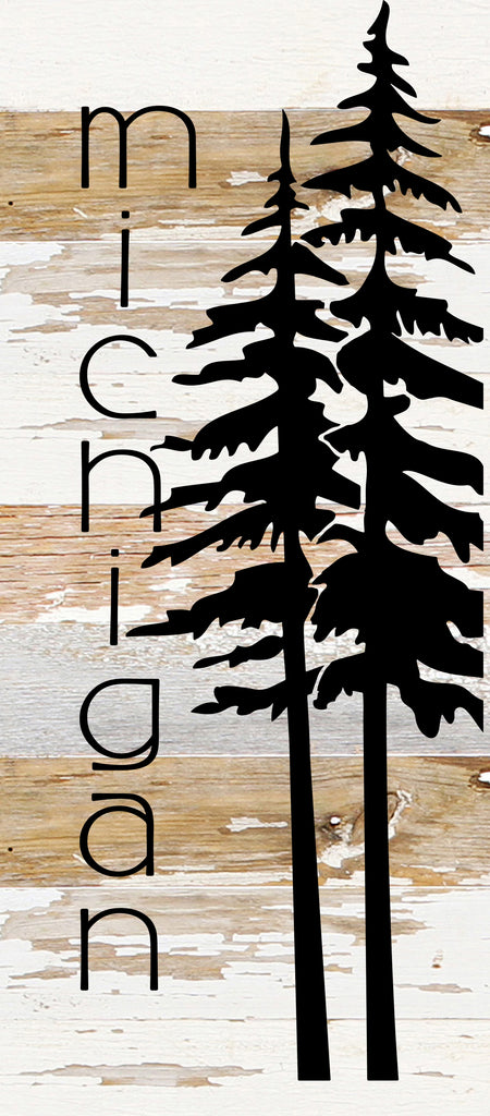 State with tree outline / 6"x14" Reclaimed Wood Sign