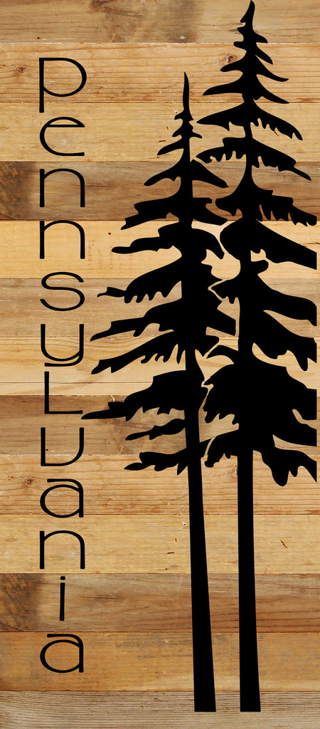 State with tree outline / 6"x14" Reclaimed Wood Sign