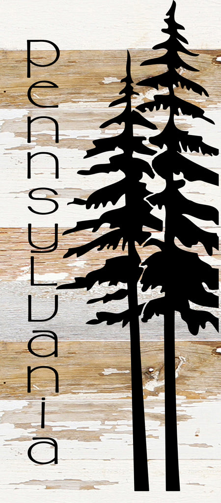 State with tree outline / 6"x14" Reclaimed Wood Sign