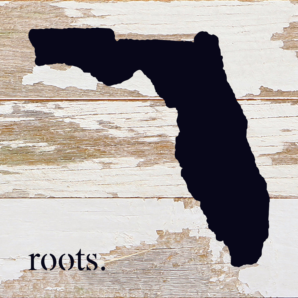 STATE ROOTS SIGN (Natural) / 6"x6" Reclaimed Wood Sign