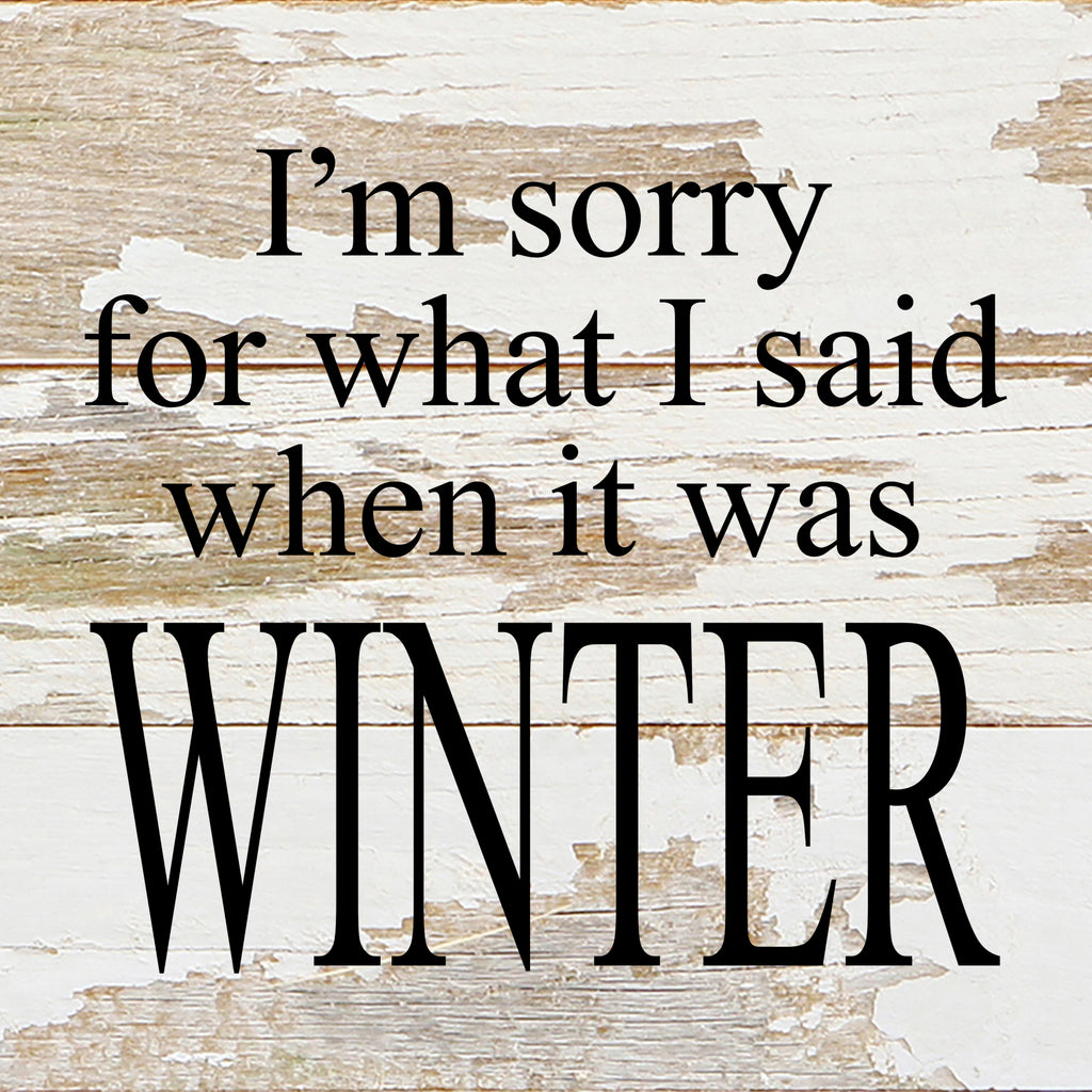 I'm sorry for what I said when it was winter. / 6"x6" Reclaimed Wood Sign