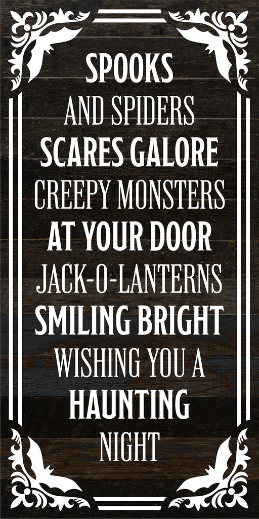Spokes and spiders, scares galore, creepy monsters at your door... / 12x24 Reclaimed Wood Sign