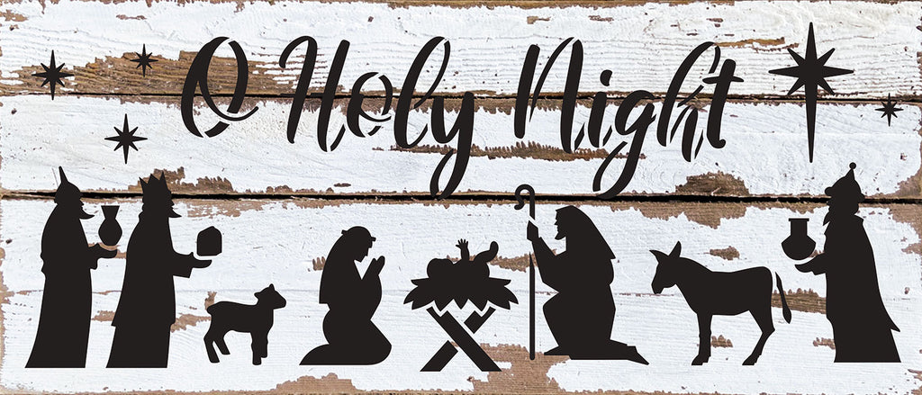 O Holy Night Nativity Scene / 14x6 Reclaimed Wood Wall Decor