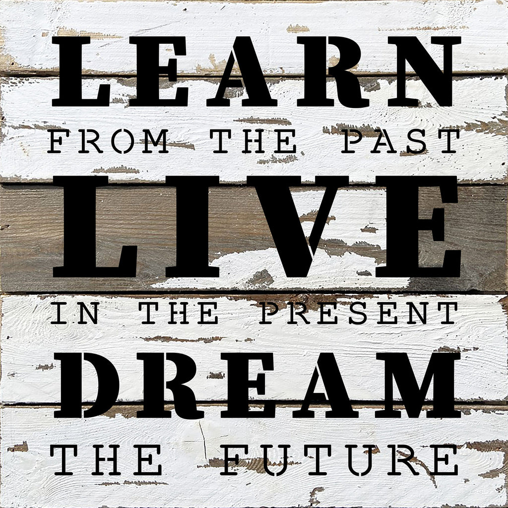 Learn from the past. Live in the present. Dream the future / 14x14 Reclaimed Wood Wall Decor