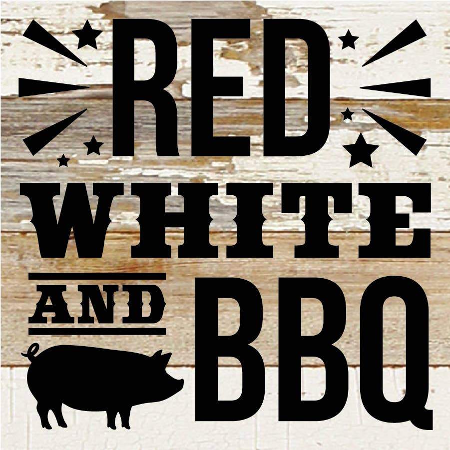 Red, white and BBQ / 6"X6" Wall Art