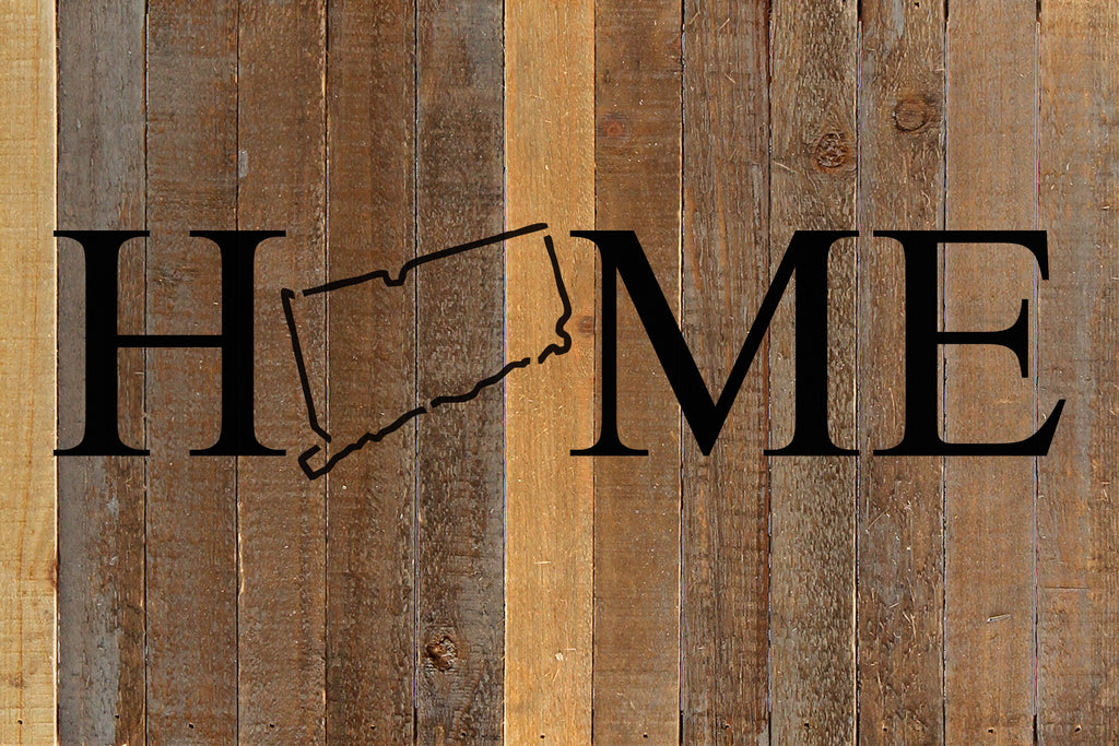 Home with [STATE] outline / 18x12 Reclaimed Wood Wall Art