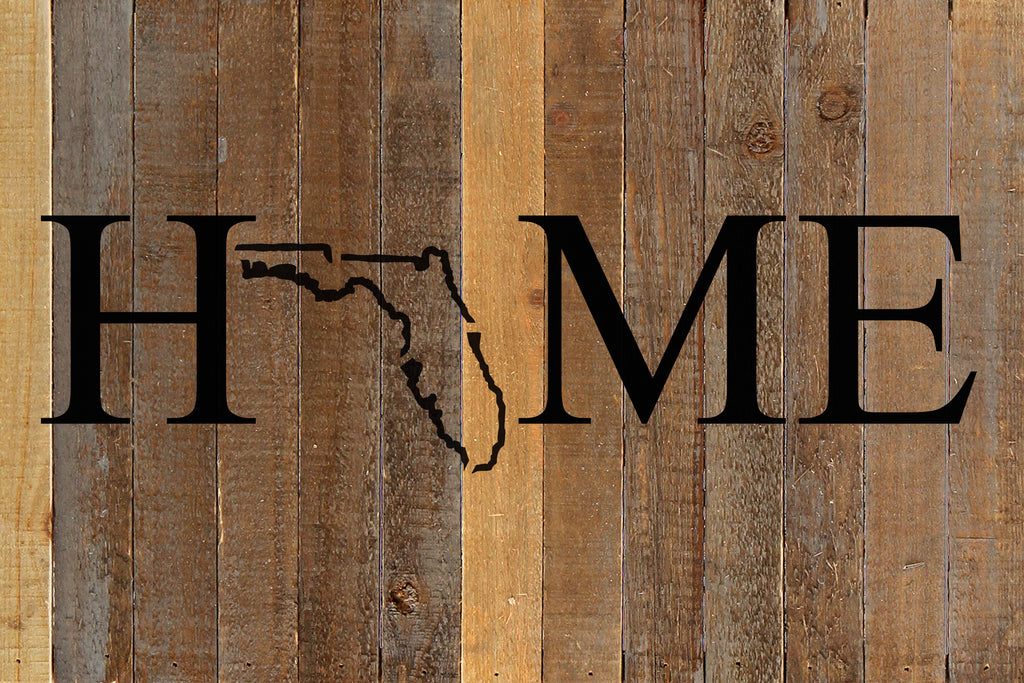 Home with [STATE] outline / 18x12 Reclaimed Wood Wall Art
