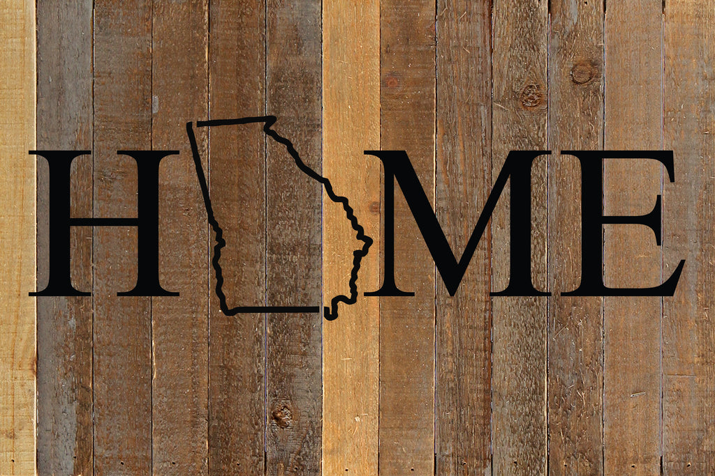 Home with [STATE] outline / 18x12 Reclaimed Wood Wall Art