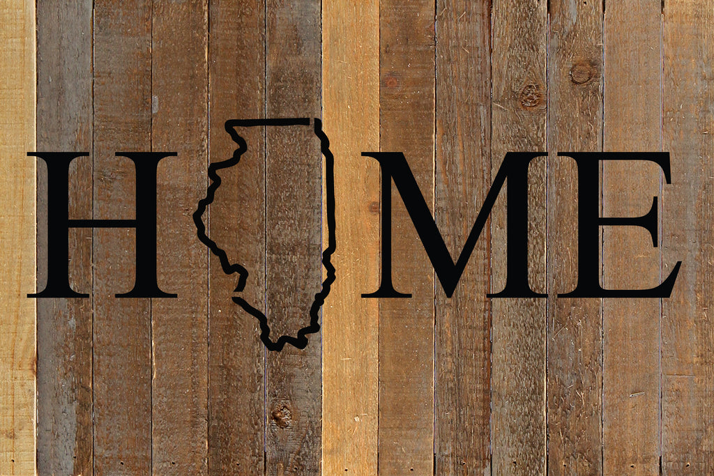 Home with [STATE] outline / 18x12 Reclaimed Wood Wall Art
