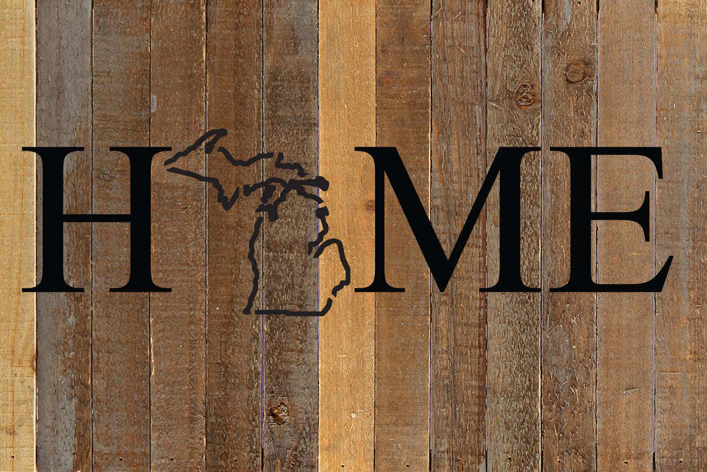 Home with [STATE] outline / 18x12 Reclaimed Wood Wall Art