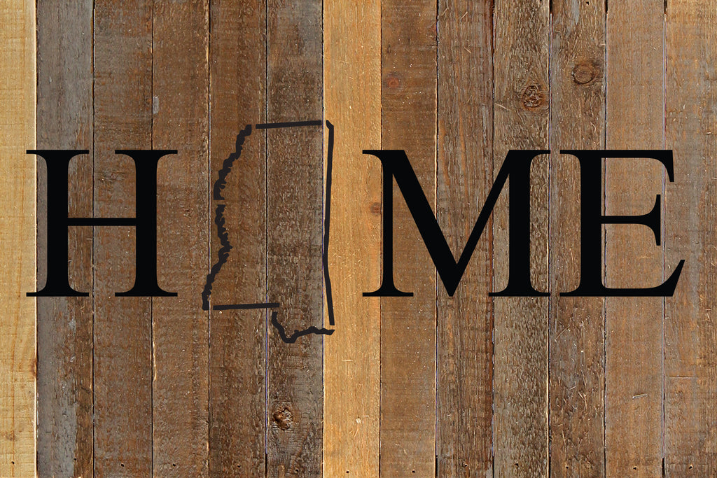 Home with [STATE] outline / 18x12 Reclaimed Wood Wall Art