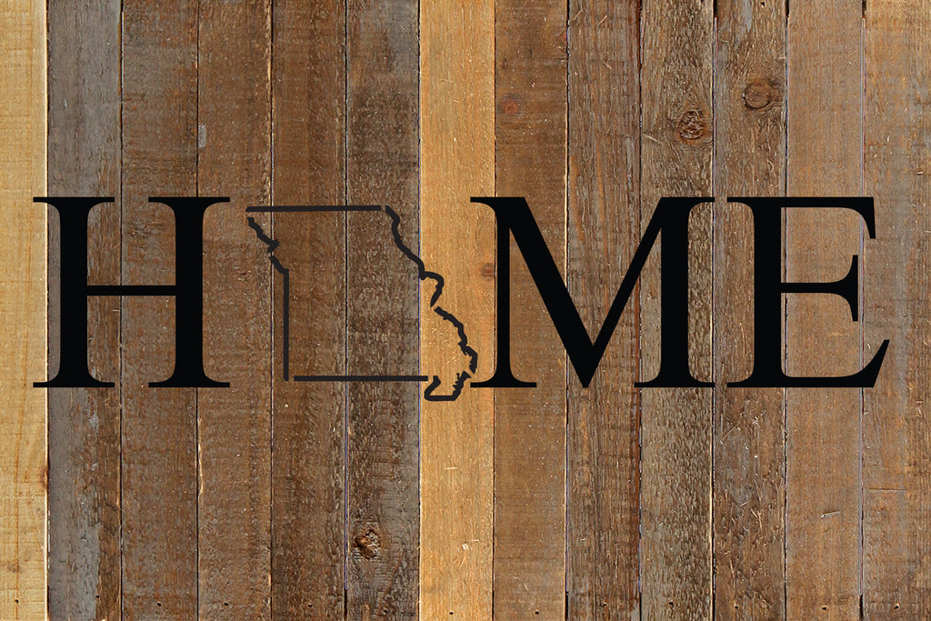 Home with [STATE] outline / 18x12 Reclaimed Wood Wall Art