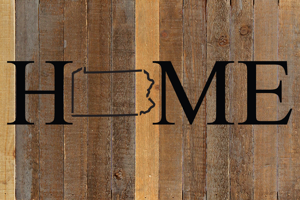 Home with [STATE] outline / 18x12 Reclaimed Wood Wall Art