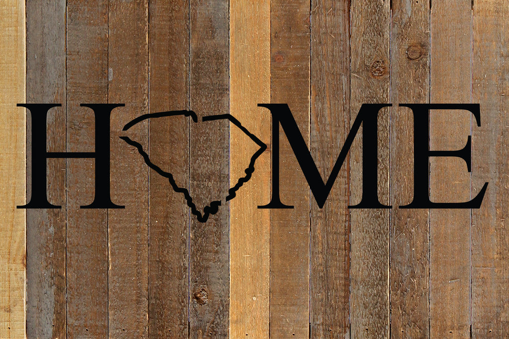 Home with [STATE] outline / 18x12 Reclaimed Wood Wall Art